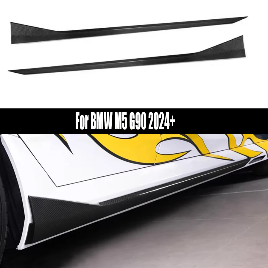 

For BMW M5 G90 2024+ Dry Carbon Fiber Side Skirt Side bumper Splitters Side skirts Cupwings Apron Side panel auto parts