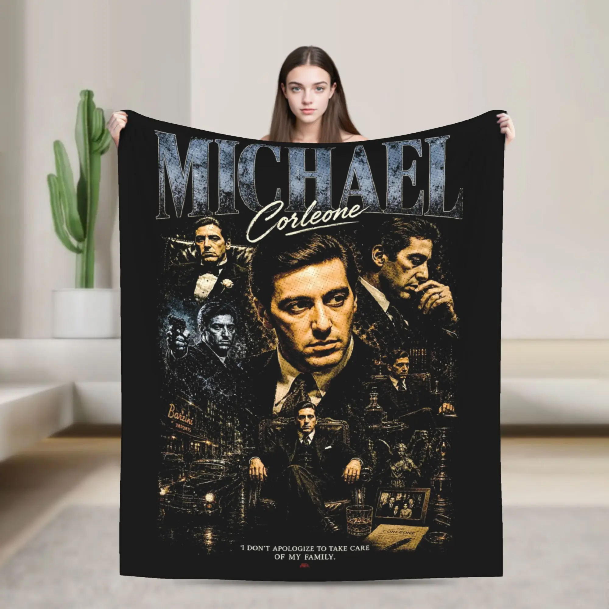 Michael Corleone Blankets Flannel Spring/Autumn  Breathable Lightweight Throw Blanket for Home Outdoor Quilt