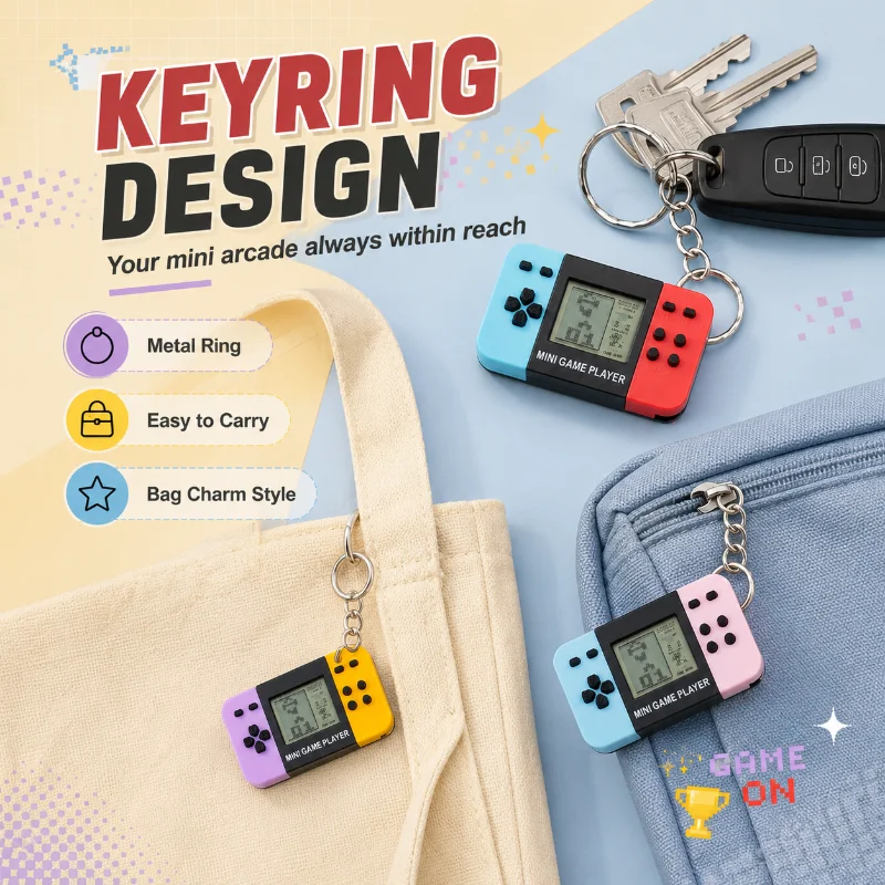 Classic Handheld Game Console Keychain Retro Portable Nostalgic Puzzle Toy For Men And Women Mini Keychain Pendant Toy