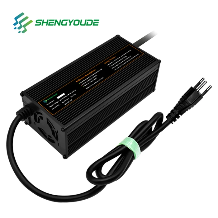 12V 24V 36V 48V 60V 72V 1200W LiFePO4 Charger 30A Active Cooling Fan for Forklift Golf Cart EV Smart Charger