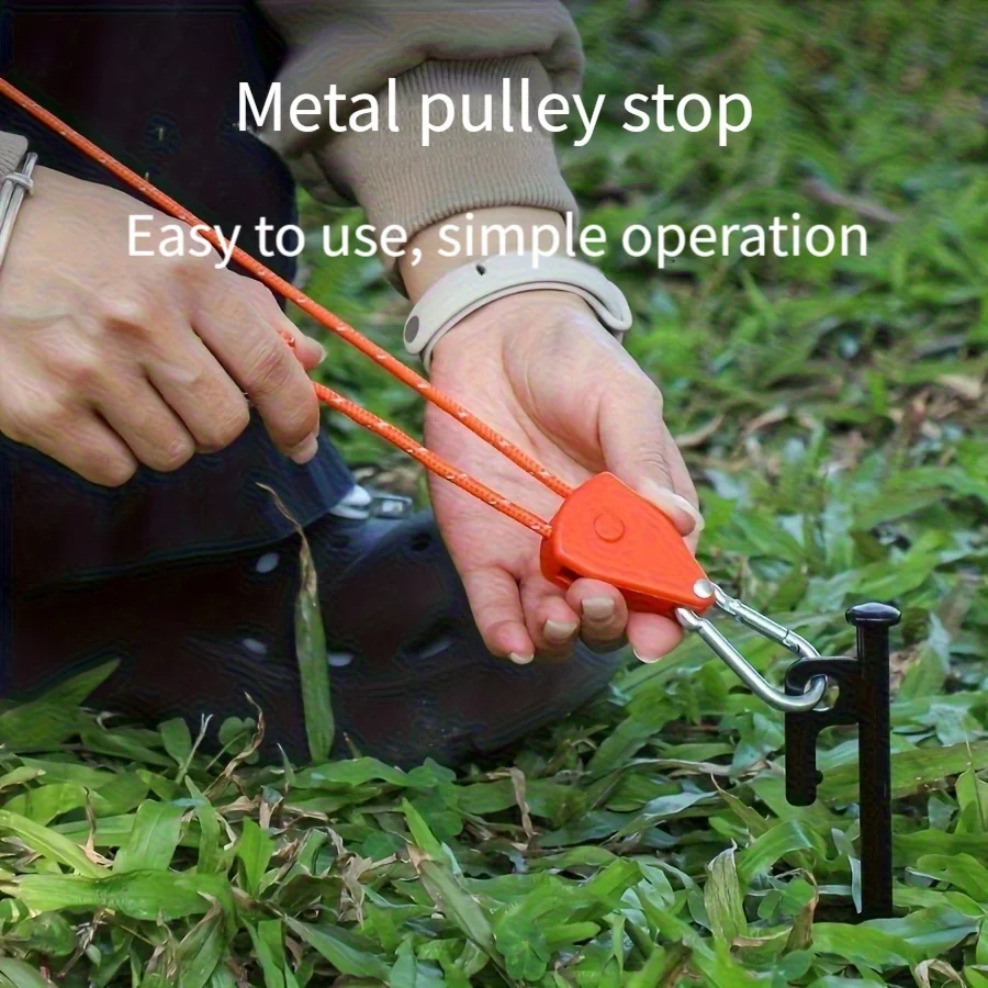 6 قطع من حبل تثبيت خيمة التخييم بكرة 157 بوصة مع شريط عاكس، قفل بإبزيم برباط قابل للتعديل، مناسب للخارج