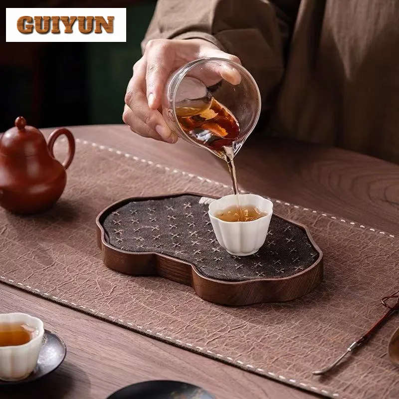 Black Walnut Small Tea Tray Snack Plate Coffee Storage Board Sweet Table Decoration Trays Dishes for Serving Cafes Ornaments