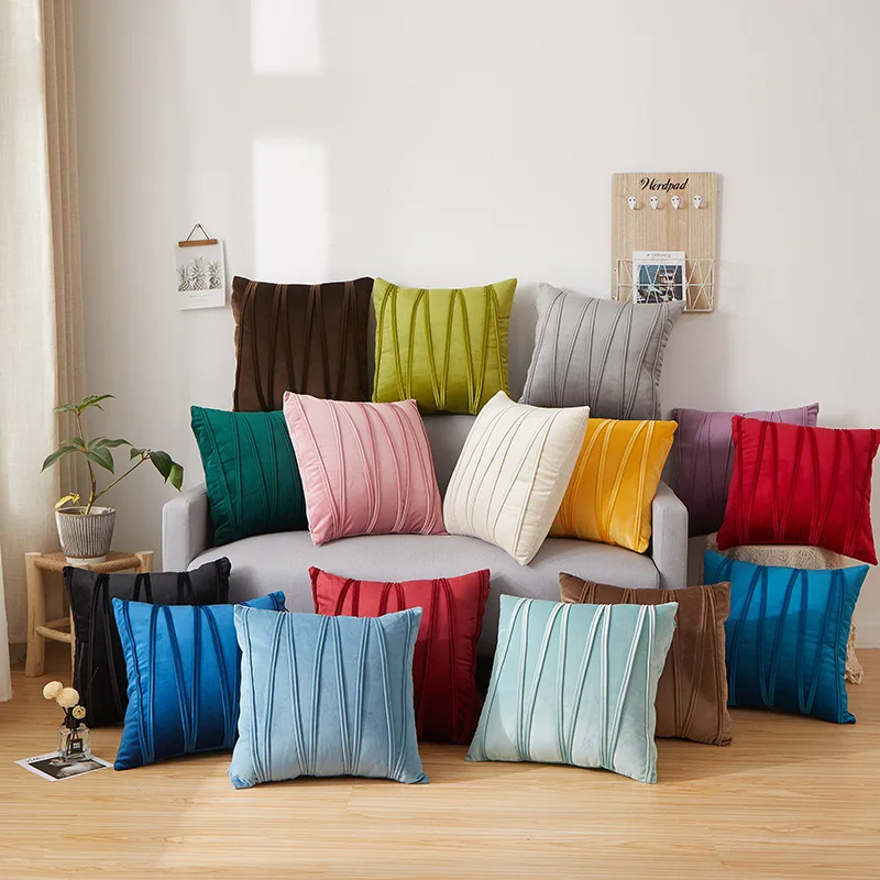 

Velvet Striped Decoration Cushion Cove 30x50/45/50cm Solid Color Plush Throw Pillowcase For Sofa Chair Home Decor