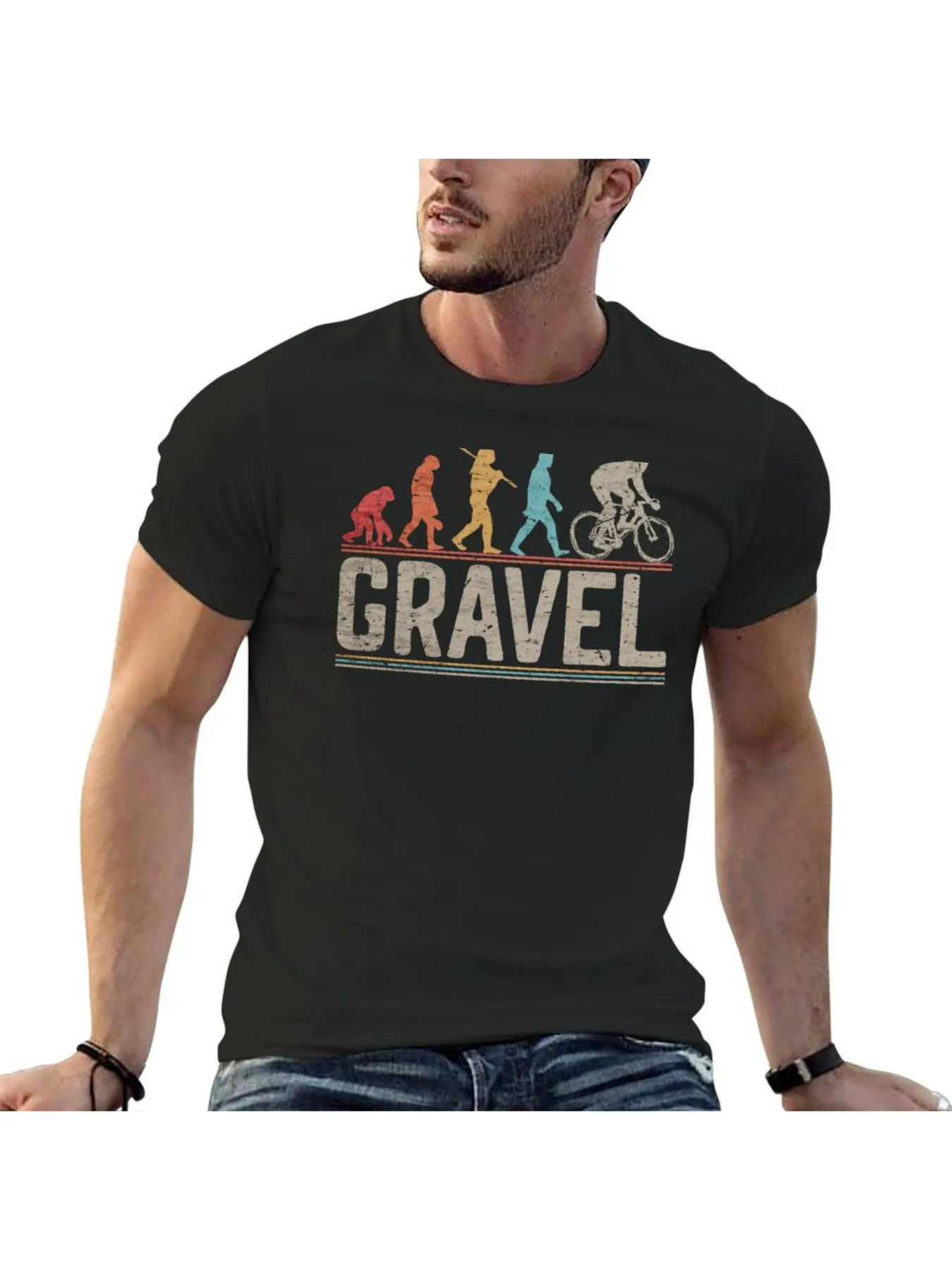 AliExpress NONE Ride Gravel Bike Evolution of Man Funny Cycling Bicycle Lover Gift T-Shirt Graphic T Shirt Vintage Men Graphic Tees
