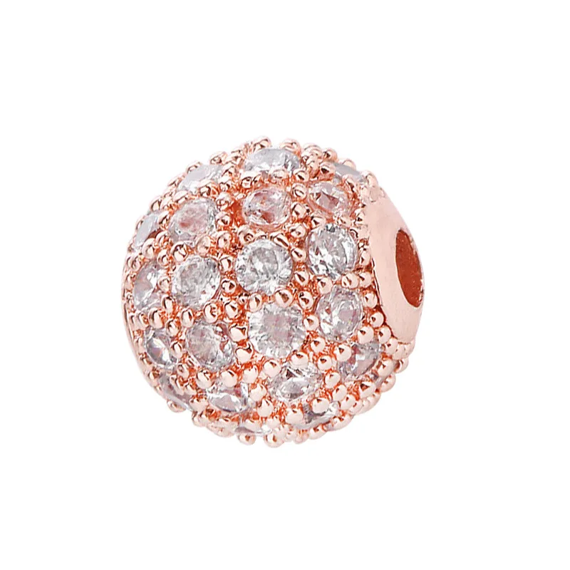 3Pcs/lot CZ Spacer Round Bead 8mm Brass Micro Pave Cubic Zirconia Beads For Jewelry Making Charms Bracelets Diy Accessories