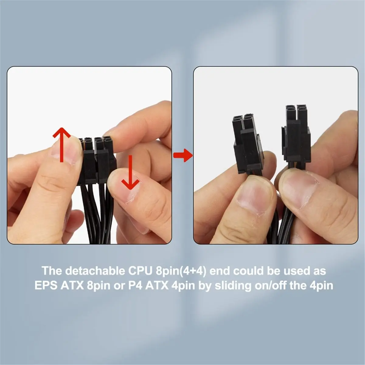 CPU 8 Pin Male to CPU 8 Pin (4+4 ) Male Motherboard Power Adapter Sheathed Cable for Type 4 Modular Power Supply