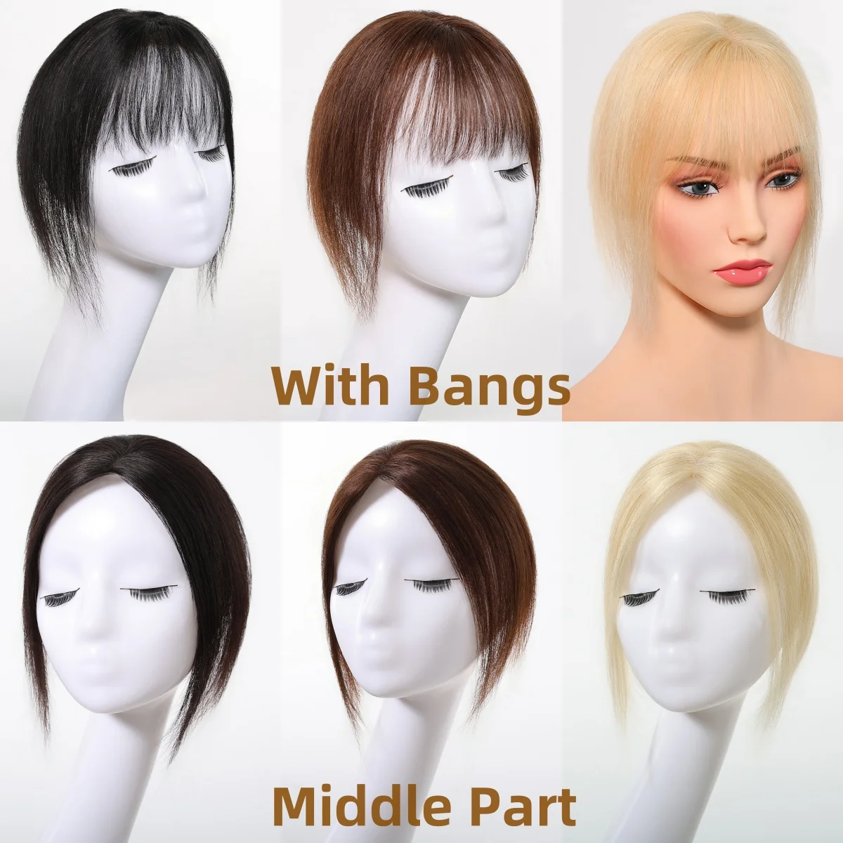 10 Inch Real Human Hair Topper Light Blonde 100% Human Hair Silk Straight Clip in Hair Pieces for Women with Loss Hair Daily Use