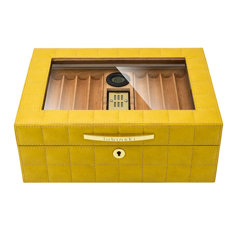 

Cigar Humidor Leather Cedar Wood Snow Insulation Storage Box Visible Large Capacity Humidor Cigar Holder Accessories Bags Pipe