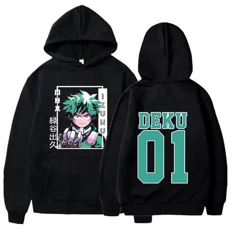 Sweat à capuche imprimé Anime Deku 01 pour hommes et femmes, pull à manches longues, Hip Hop, Harajuku Streetwear, mode automne et hiver, nouveau