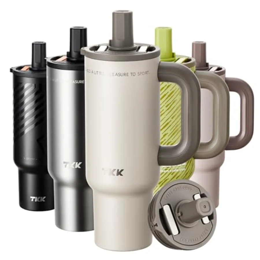 

Insulated Tumbler with Handle and Straw 30 oz Quick-Release Lid Cup Holder Compatible Ceramic Coating Stainless Steel Cup BPA-F