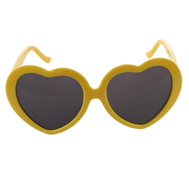 2X Fashion Funny Summer Love Heart Shape Sunglasses Yellow