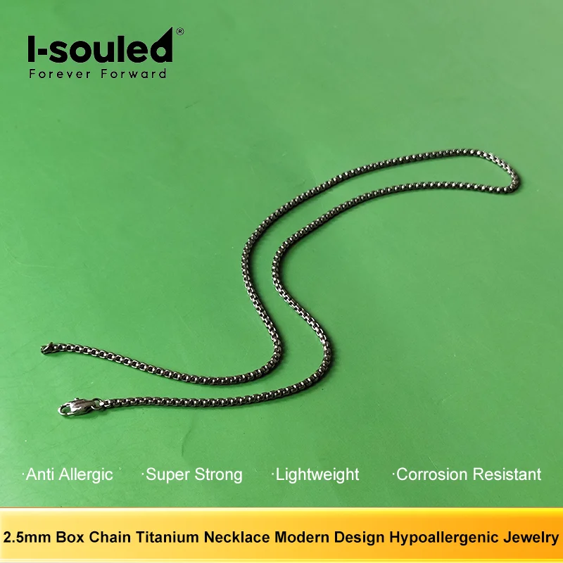 

2.5mm Box Chain Titanium Necklace Modern Design Hypoallergenic Jewelry
