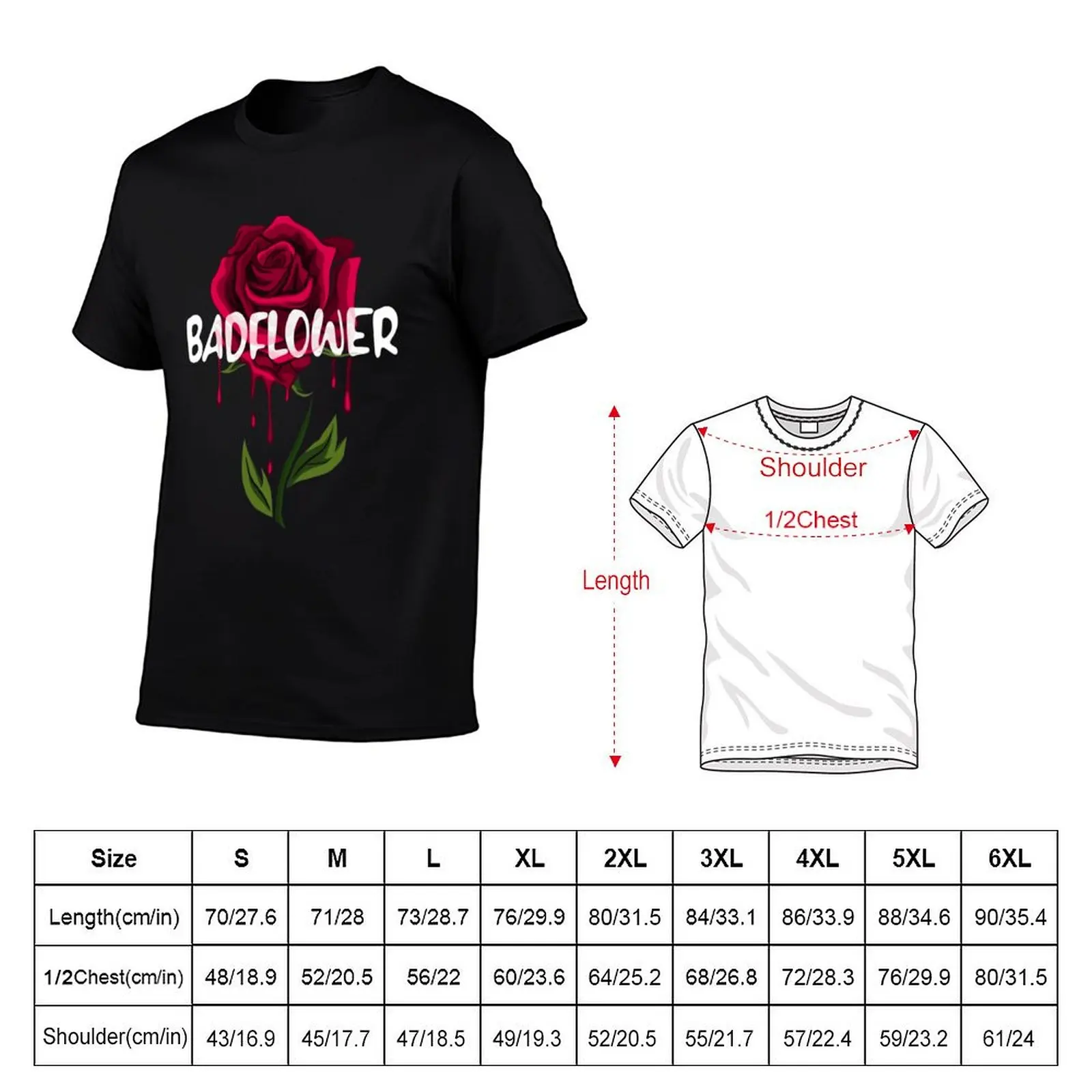 Badflower Rose T-Shirt korean fashion croswit shirt man sublime mens graphic t-shirts