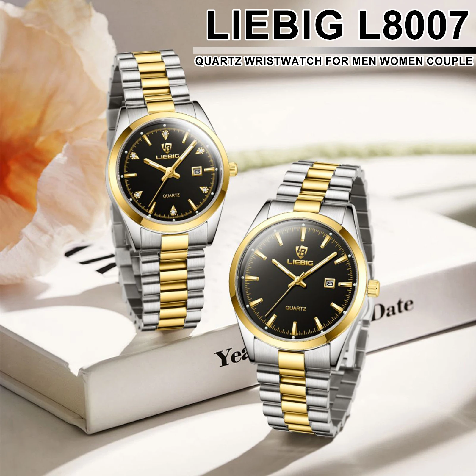 

LIEBIG L8007 Quartz Luxury Wristwatch 30M Waterproof Fashion Watch Clock Daily Outfit Decor Clock Stainless Steel Band Casual