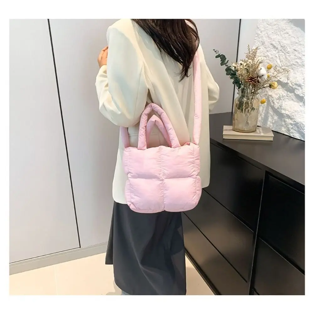 New Retro Checkered Shoulder Bag Checkered Quilted Tote Handbags Soft Solid Color Go Out Bag Winter