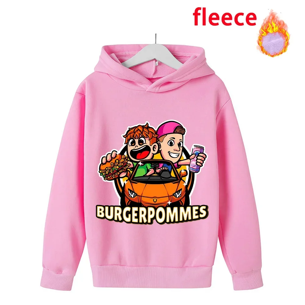 Burgerpommes ICrimax sweat à capuche pour enfants Kawaii dessin animé imprimé sweats pulls pour enfant à capuche polaire à capuche garçons cadeau d'anniversaire