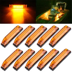 10PCS Amber Side Light Truck Boat Trailer Truck RV Sealed Marker Lamp Slim Line Led Utility Strip Light 12V Truck Trailer Boat