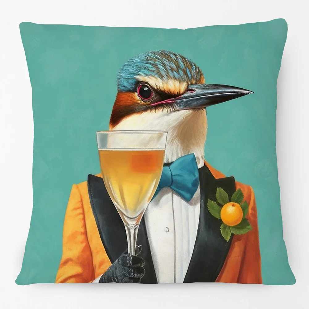 Hipster Chic Birds Posters Cushion Covers Beautiful Bird Portrait Art Print Decorative Linen Pillow Case