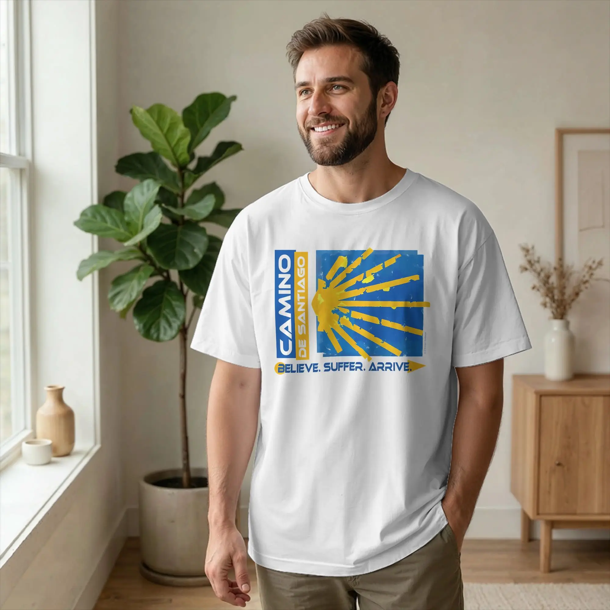 Men Camino De Santiago Way Of St. James T Shirt Hiking Pure Cotton Tops Humorous Short Sleeve Crewneck Tees Gift Idea T-Shirts