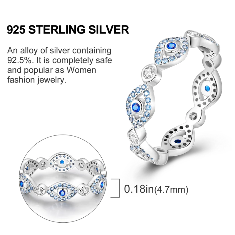 Women's 925 Sterling Silver Devil's Eye Engagement Ring