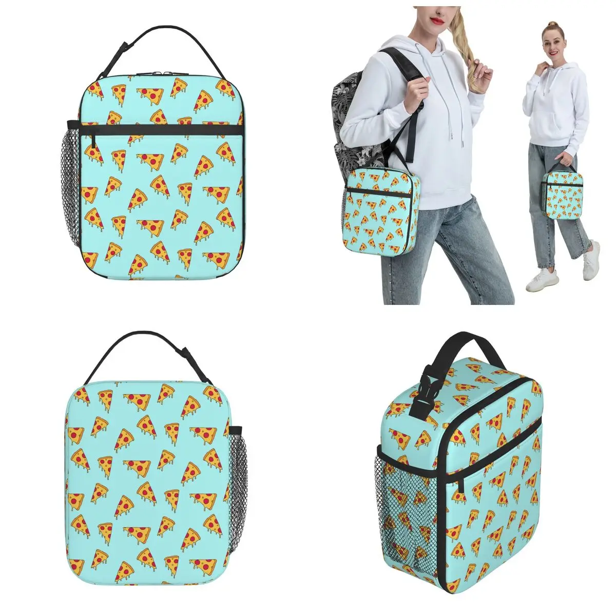 Insulated Lunch Bags Cartoon Pizza Slice Product Lunch Food Box Multifunction Thermal Cooler Lunch Box For School