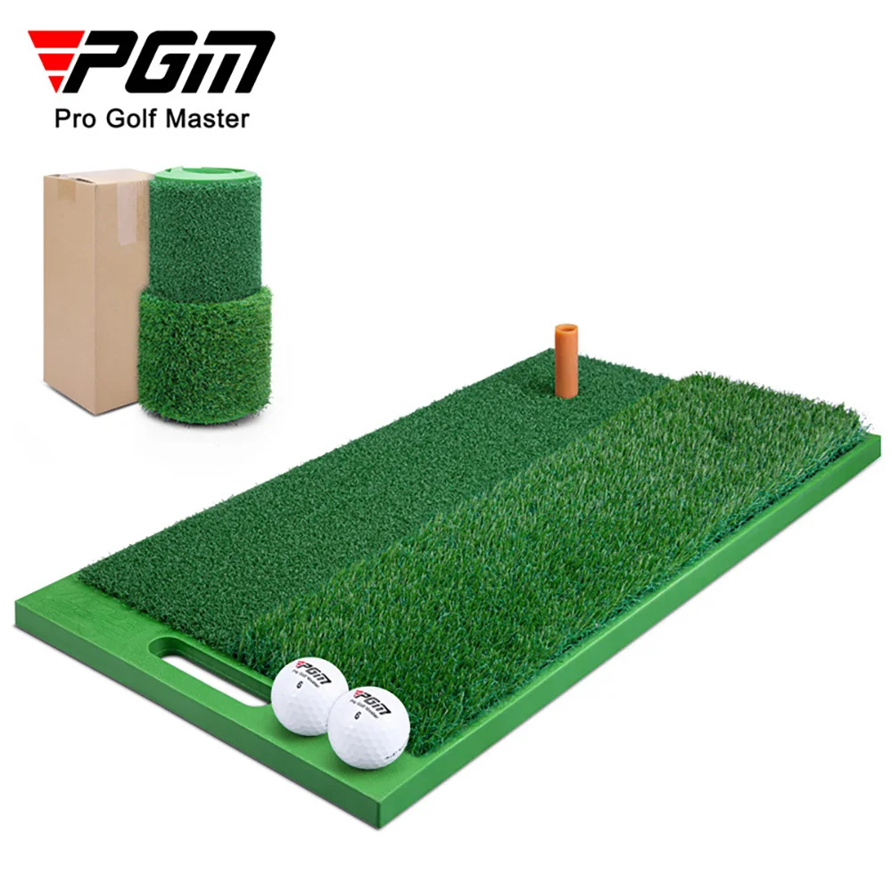 PGM Golf Double Grass Strike Pads TPE Soft Bottom Handheld Golf Practice Pads  Artificial Grass Golf Swing Practice Accessories