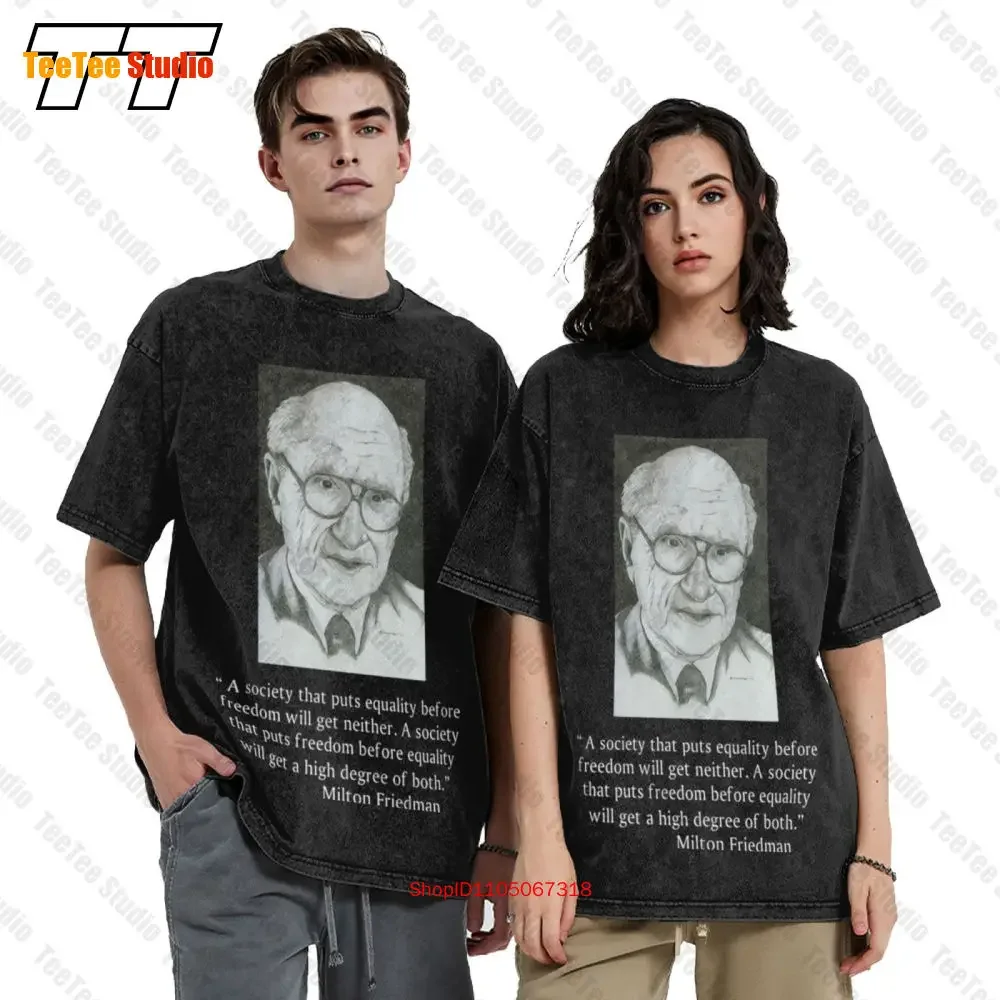 Milton Friedman Conservative Libertarian Free Market Hero Vintage Oversized T-Shirt JSKH