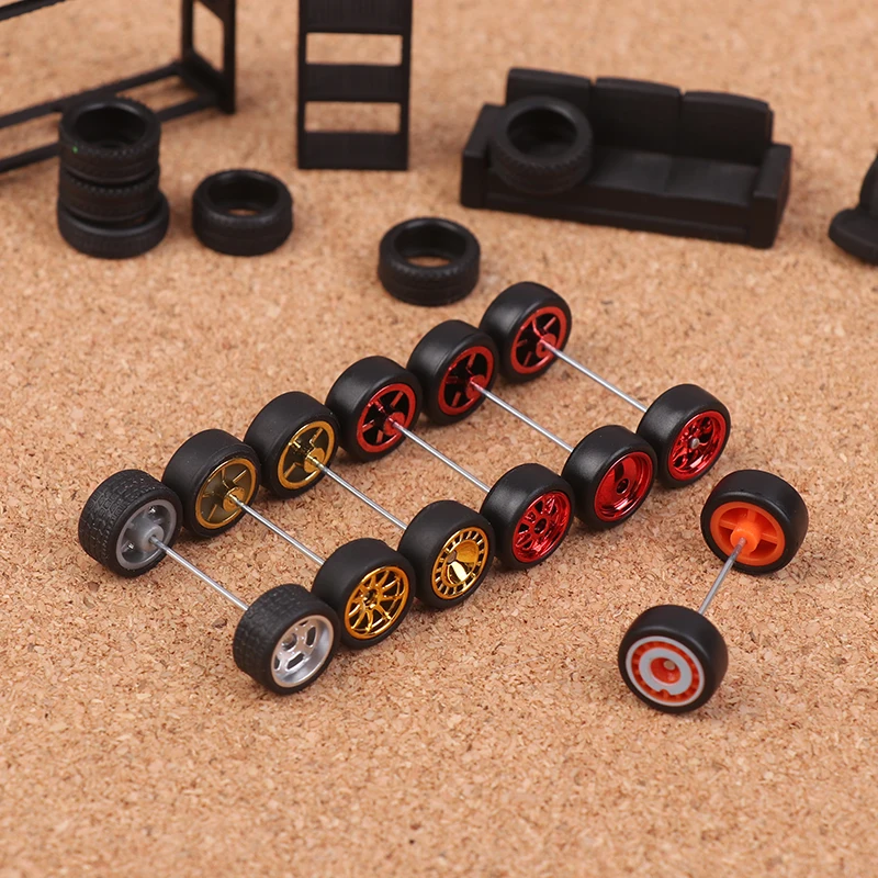 X-Scale 1/64 11mm Diecast Car Spokes Wheel and Rubber Tires for 1:64 Collectible Model Car Mini Accessories