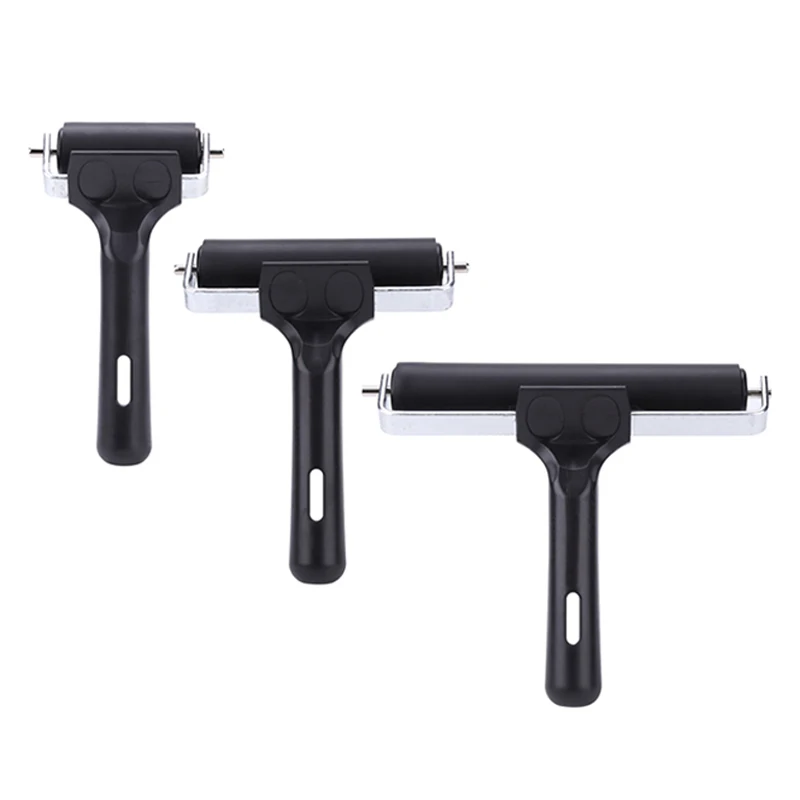 6/10/15Cm Black Professional Printmaking Rubber Roller Soft Brayer Craft Projects Ink and Stamping Tools Make Cards Painting