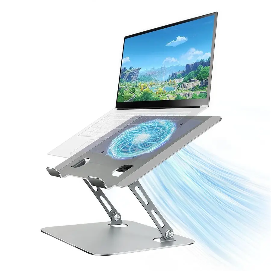 

Cooling Stand with Fan and One Key Switch Ergonomic Adjustable Height Desk Stand for All 1016 Laptops amp Tablets