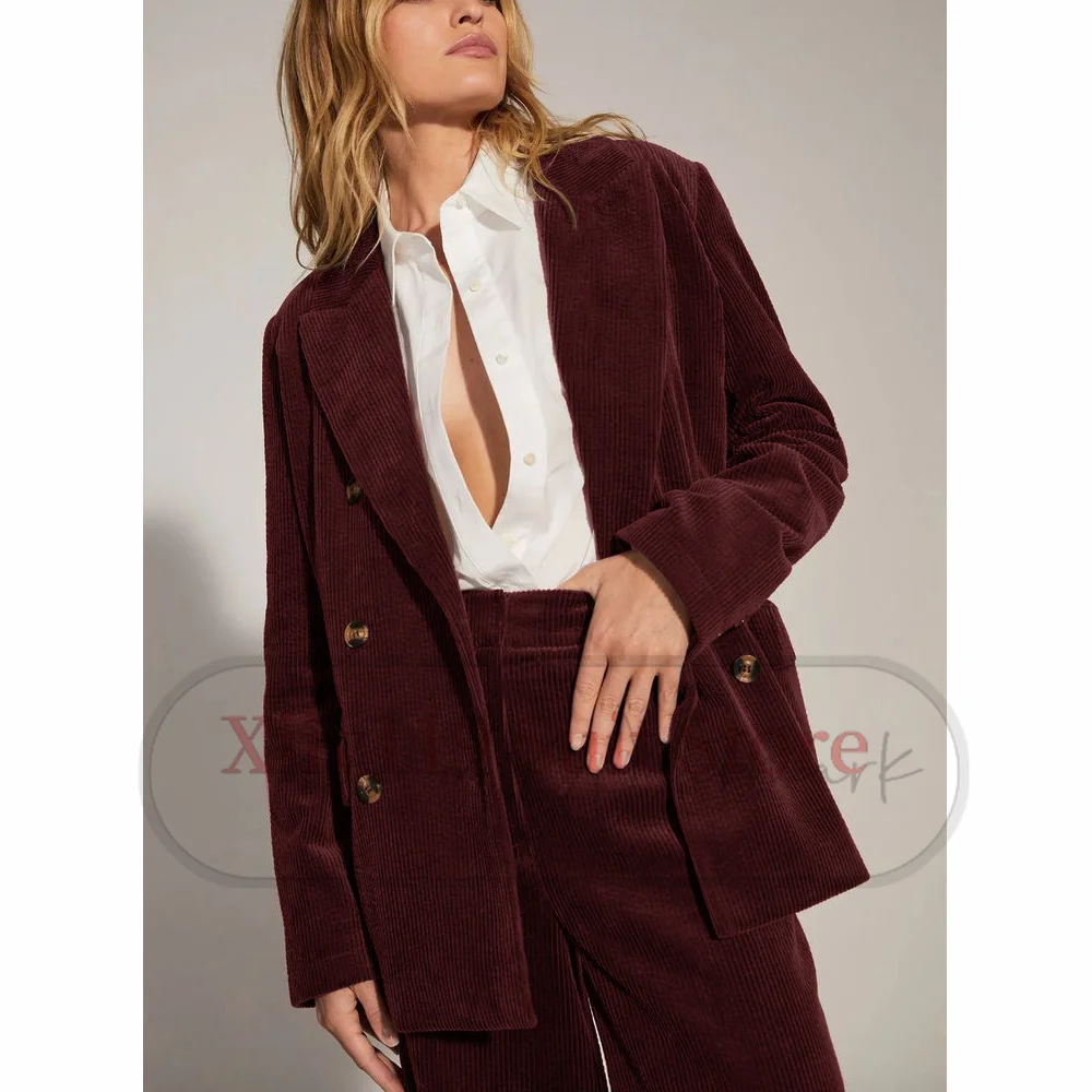 2024 Women\'s Autumn and Winter New Corduroy Suit Two-piece Casual Business Suit Set Korean Style Clothes Women Trousers Sets