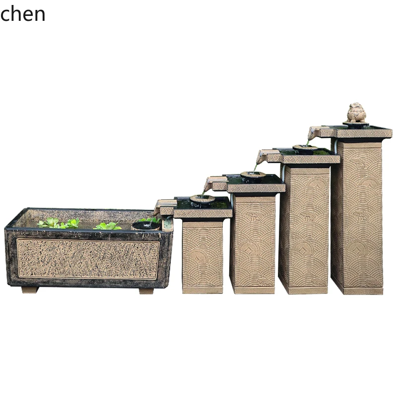 

ZML flowing water ornament outdoor large fish pond circulating water landscaping lucky water feature fountain fish tank