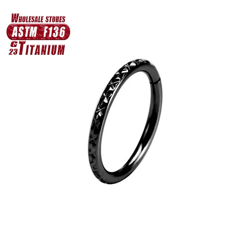 Titanium Septum Clicker Nose Ring with CZ Beads