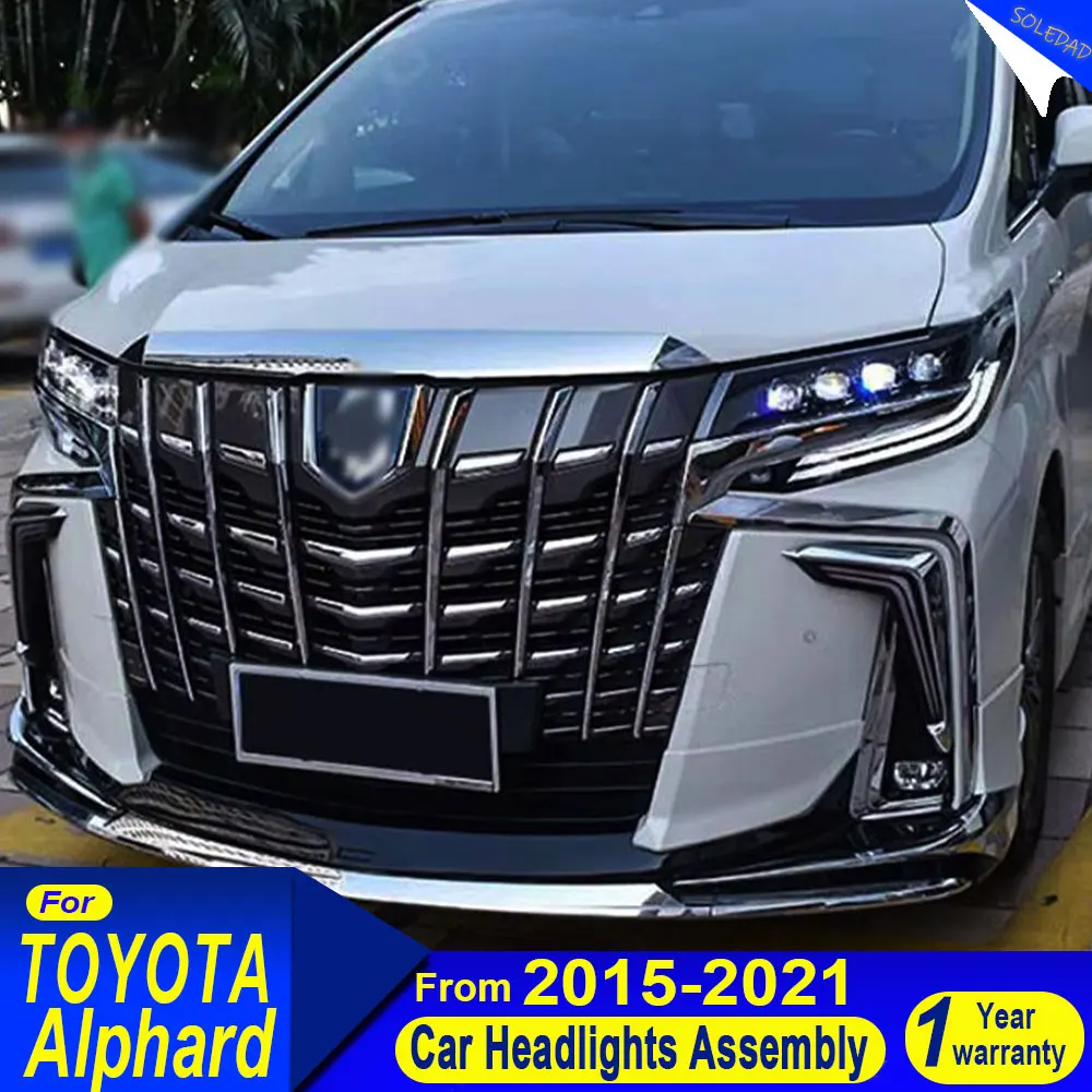 Car Lights headlights For Toyota Alphard Headlights 2015 2016 2017 2018 2019 2020 2021 LED Projector 3 Lens Car Headlamps DRL