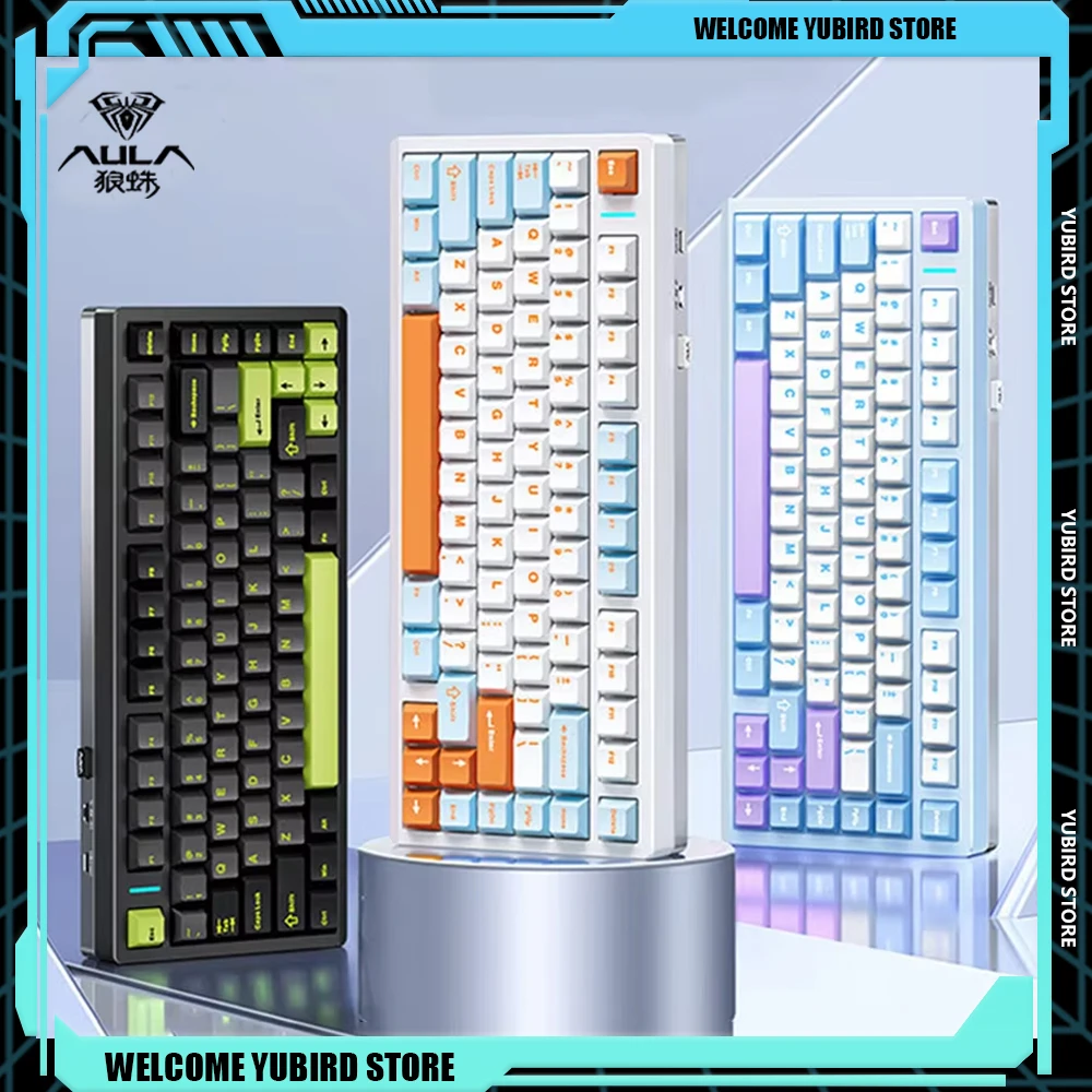 AULA M75 Customization PC E-sports Mechanical Keyboard Tri-mode Wireless Bluetooth Wired Aluminum Keyboards RGB Gaming Accessory