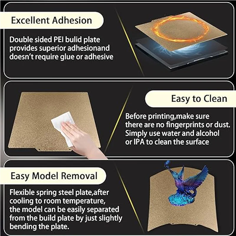 ENERGETIC Double Side Build Plate 310x310mm Carbon Fiber  PET Texture PEI Spring Steel Sheet For Qidi Plus 4,Creality CR10
