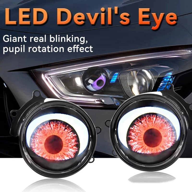 2 Pcs Devil Eyes Light For Cars 12V LED Auto Car Motorcycle Mini Projector Lens Lamp With 21 Light Modes