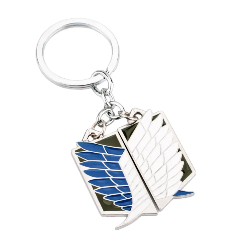 Attack on Titan Survey Corps Wings of Liberty Enamel Pendant Keychain Jiyuu no Tsubasa Eren Levi Key Ring Anime Fans Cos Jewelry
