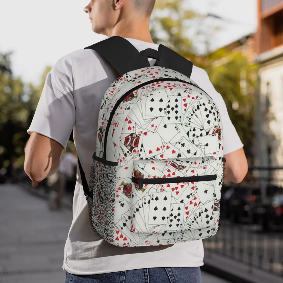 Playing Cards Poker Print Backpack Student BookBag Children School Bag Laptop Shoulder Bags for Men Women
