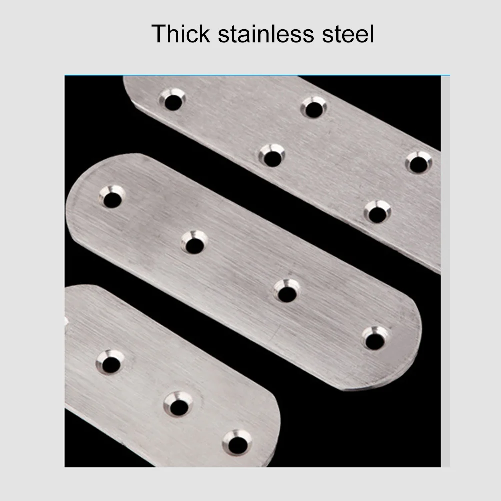 10pcs Stainless Steel Flat Straight Brace Brackets Easy to Install Convenient Use for Wood Furniture Connecting