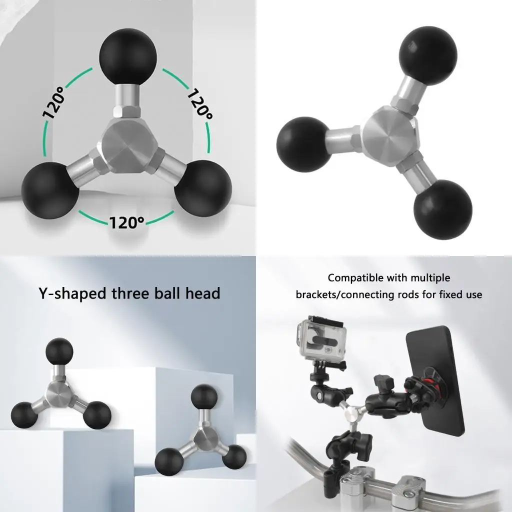 

652F 1inch 25.4mm Triple Ball Head Handlebars Mounting Arm Replacement For Photography