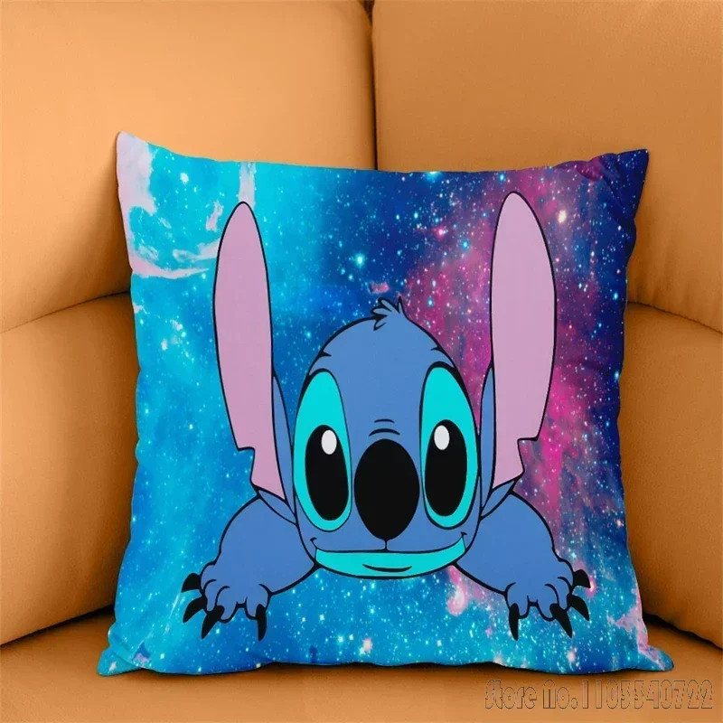 New Cute Disney Stitch Decorative Anime Cushion Cover Plush Pillowcase Pillow Case Sofa Car Home Decor 45x45cm Kids Gift