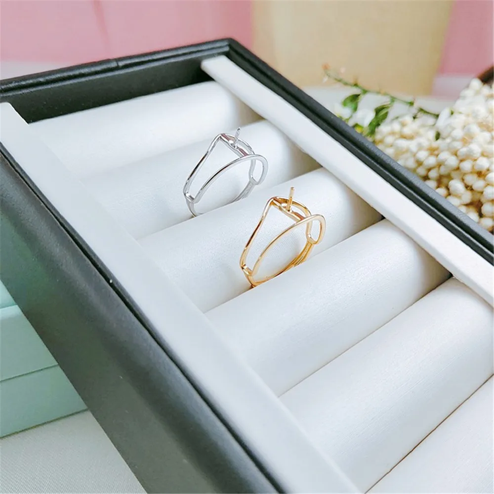 DIY Pearl Ring Accessories S925 Sterling Silver Adjustable Minimalist Pearl Ring Fit An Empty Tray 8-10mm Round Flat Beads Z028