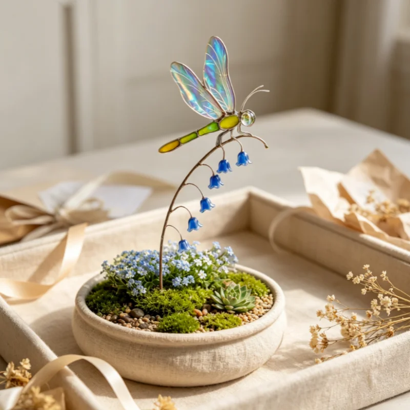 Dragonfly Garden Stake Decorative Landscape Housewarmings Gift Garden Decor For Outside Courtyard Flower Pot Fence Farmhouse
