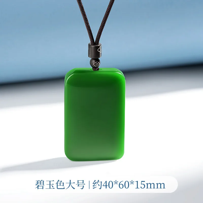 Retro natural carving minimalist smooth safe lucky pendant amulet necklace jade stone jewelry gift