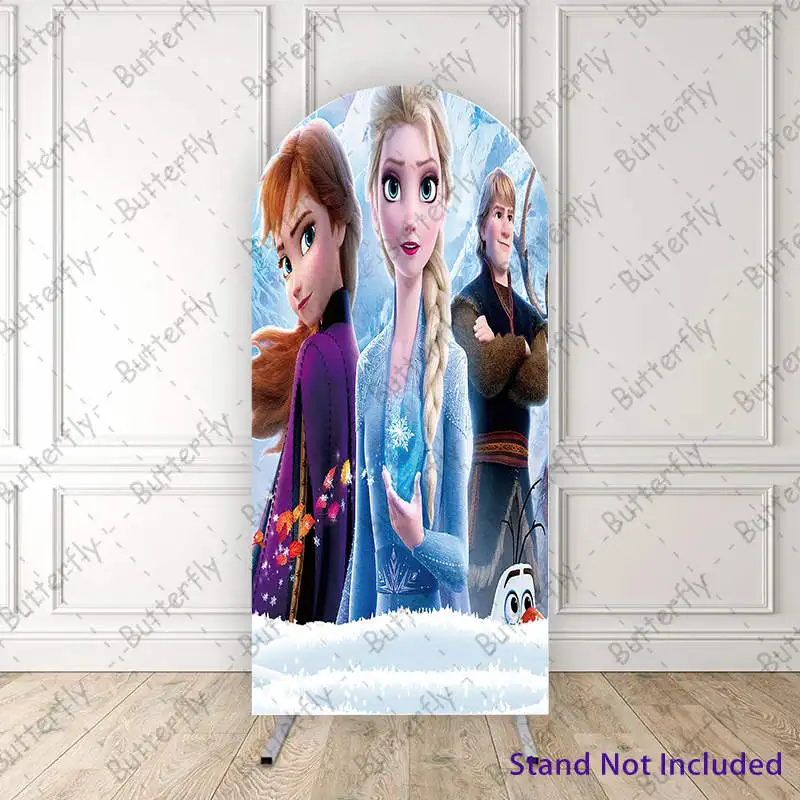 Anna Olaf Sven Elsa kustom salju Frozen Putri lengkungan foto penutup latar belakang pesta ulang tahun anak perempuan dekorasi latar belakang