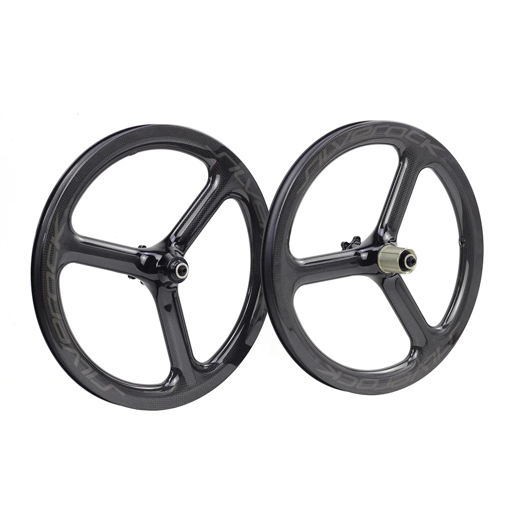 SILVEROCK Trispoke Tri Spoke Carbon Wheels 16in 349 Disc Brake Clincher for FNHON GUST K3 PLUS Folding Bike Wheelset