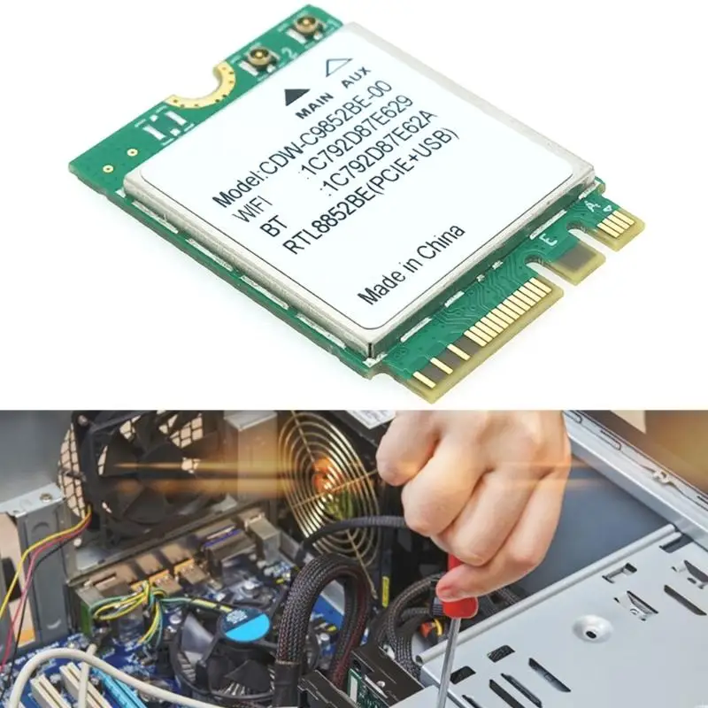 RTL8852BE WIFI6 Wireless Card 2.4/5GHz Networking Adapter With Bluetooth-compatible 5.2 for Win10 Laptops 24BB