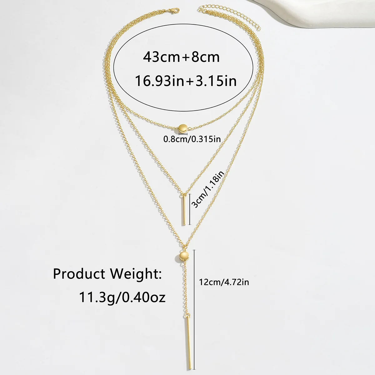 Minimalist 3-layer pendant chain necklace trendy personalized accessories wholesale