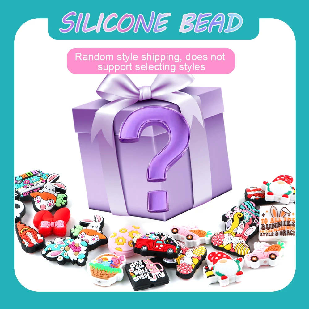 20/30/50 adet/grup sıcak satış paskalya tavşanı tarzı rastgele silikon boncuk DIY takı bilezik kolye anahtarlık vb aksesuar